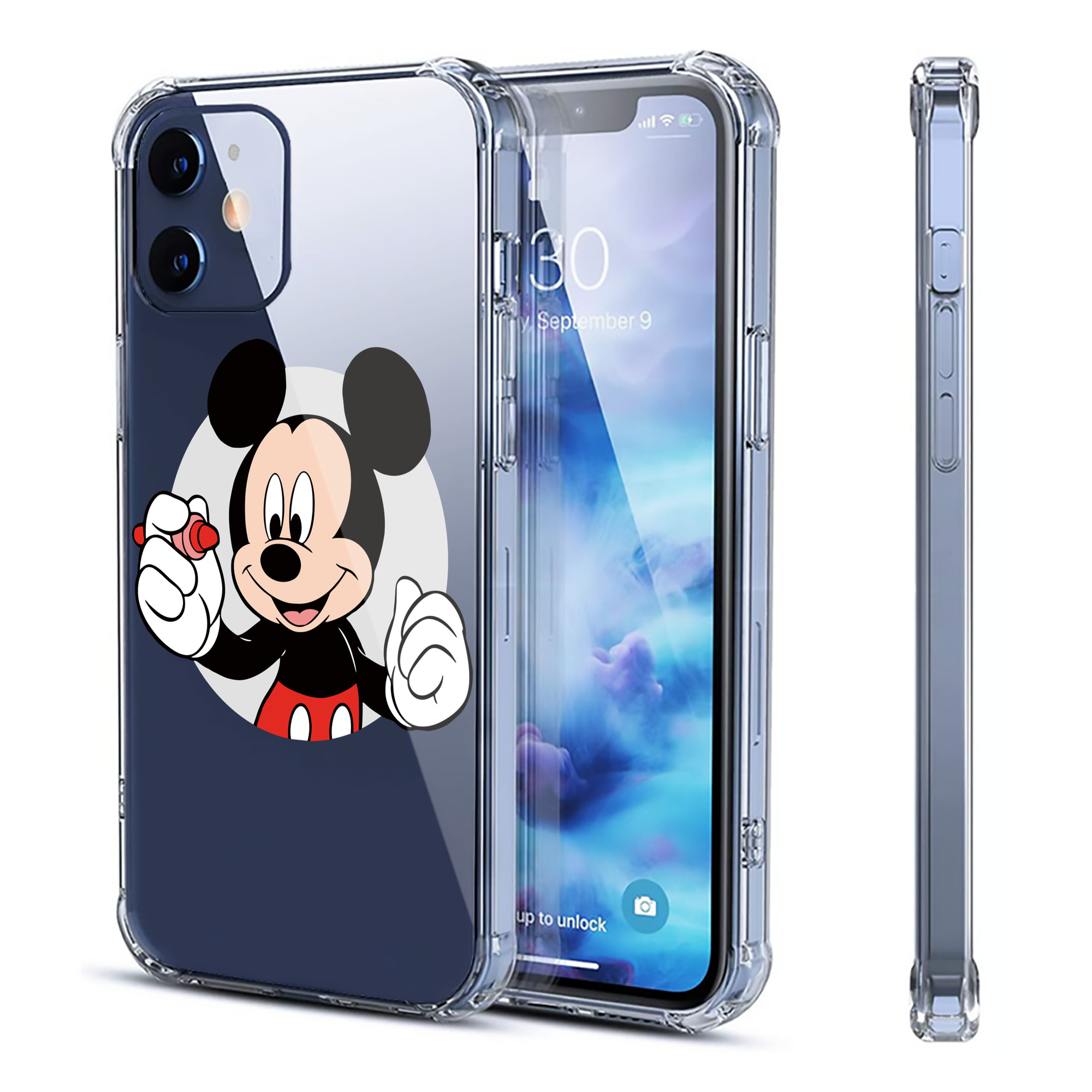 （画像用） ミッキーマウス Mickey Mouse 【iPhone 12シリーズ対応】透明スマホケース（クリアソフトケース）